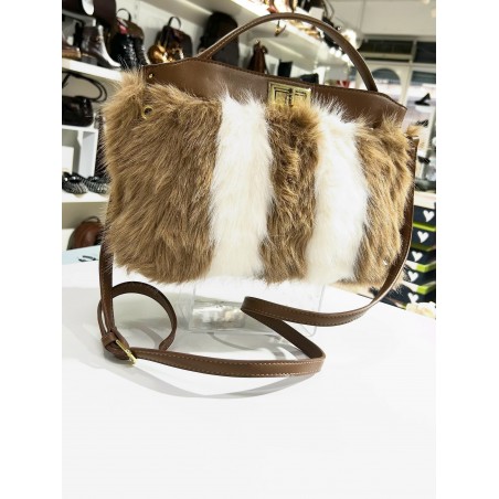BORSA DONNA DI PELLICCETTA BICOLORE