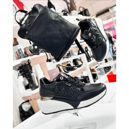SNEAKERS DONNA NERO  CON ZEPPA ALTA BASILE