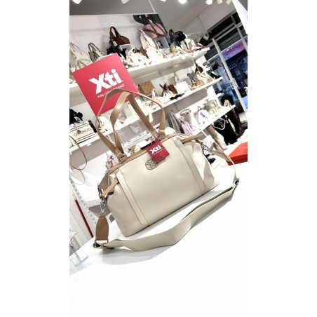 BORSA DONNA BEIGE CON RIPORTI CUOIO XTI
