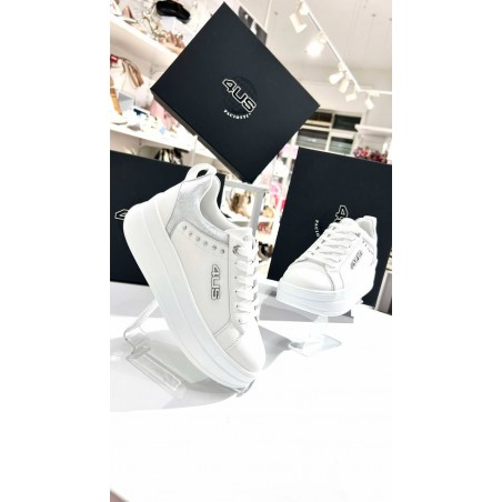 SNEAKERS DONNA CON PLATFORM BIANCHE E BEIGE 4US