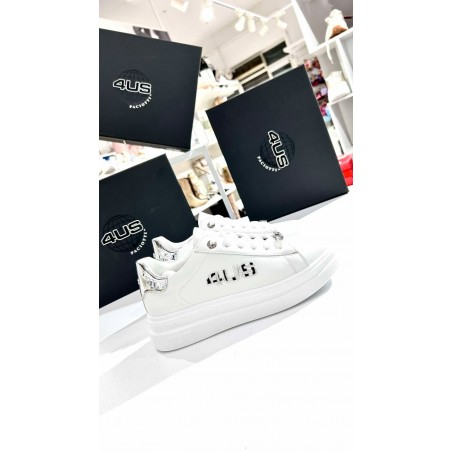 SNEAKERS DONNA BIANCHE CON DETTAGLI ARGENTO 4US