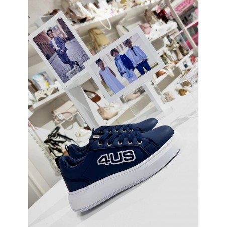 SNEAKERS RAGAZZO 4US BIANCHE E BLU