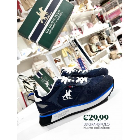 SNEAKERS UOMO  U.S GRAND POLO  BLU E BEIGE