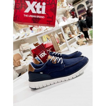SCARPE UOMO XTI DI TESSUTO STRINGATE BLU E GRIGIO