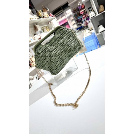 BORSETTINE DONNA DI PAGLIA BEIGE MARRONE E VERDE