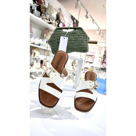CIABATTINE DONNA VOUGUE CUOIO E BIANCHE